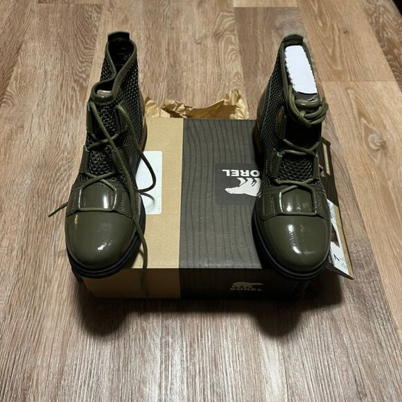 Sorel Major Lace Boots Nori Green Patent Mesh Women's Size 7 - Picture 15 of 16